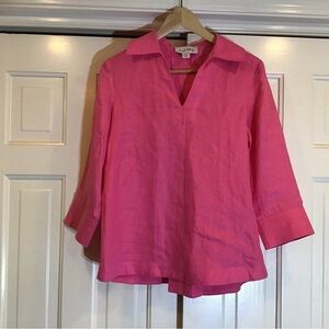 Joseph Ribkoff 100% Linen Barbie Pink Tunic Luxury Resortwear Comfort Cruise